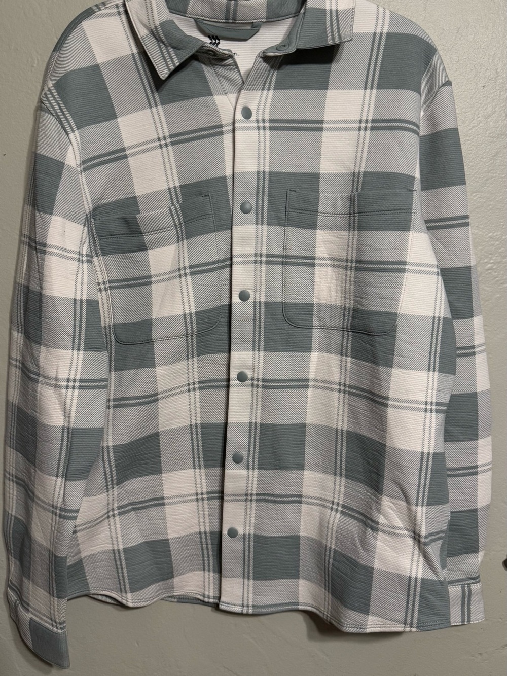 all in motion Sage and Cream Plaid Button-Down Shirt.  Lightweight